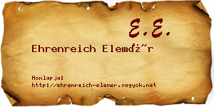 Ehrenreich Elemér névjegykártya